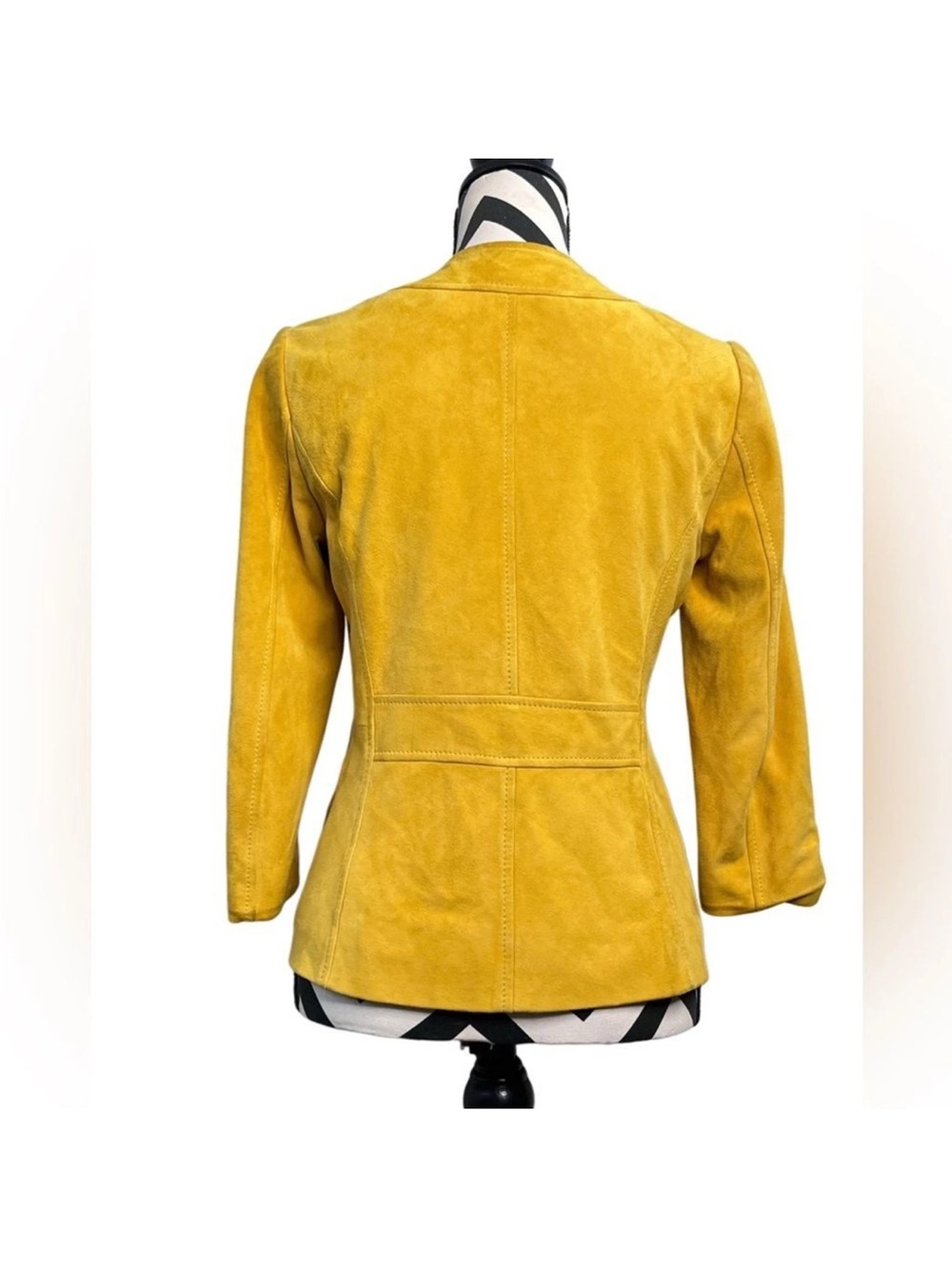 Tory Burch Suede Double-Breasted Pea Coat in Mustard size 6 - Picture 3 of 3